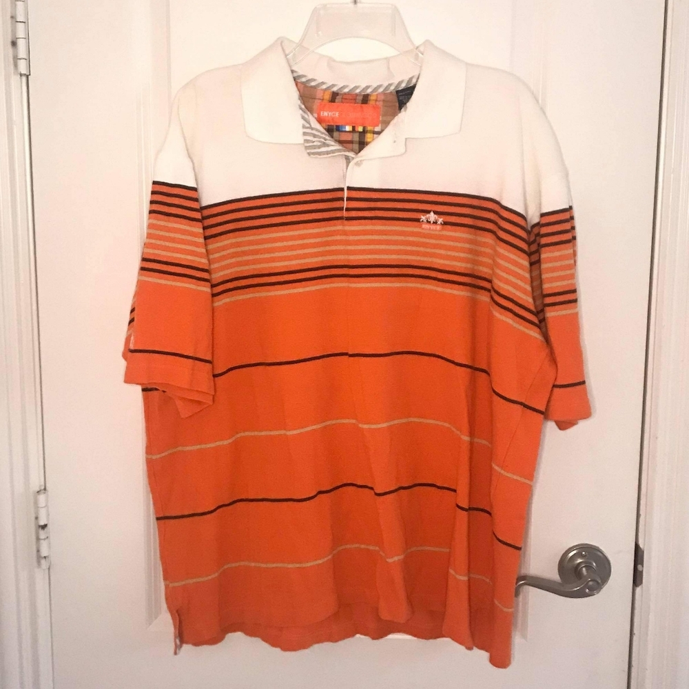 Enyce Logo Short Sleeve Striped Polo Shirt Orange